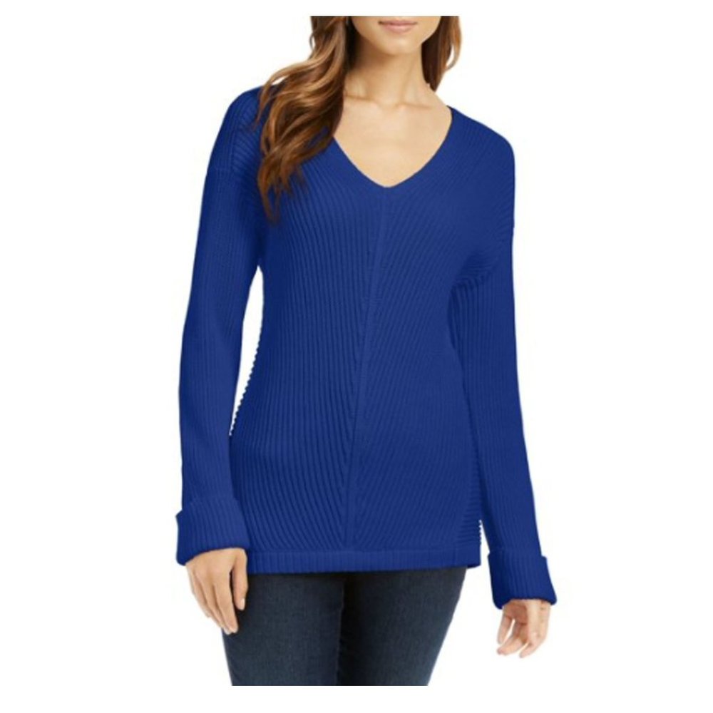 Charter Club Women's Textured V-Neck Sweater - S